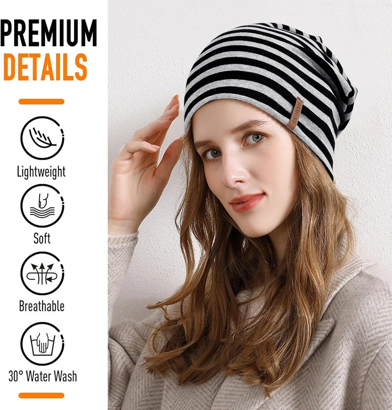 HAMUNI Slouchy Beanie for Women Cotton Beanies Hats Men Lightweight Soft Chemo Headwear Warm Skull Cap for All Seasons - Image 2
